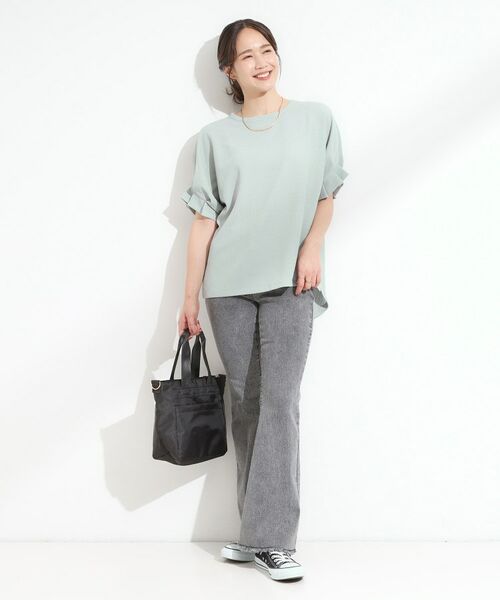 SHOO・LA・RUE / シューラルー カットソー | 【S-LL/洗える】お袖のタックがアクセント インせず着られる さらさらドルマントップス | 詳細7