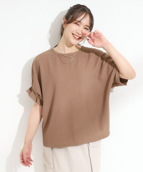 SHOO・LA・RUE / シューラルー カットソー | 【S-LL/洗える】お袖のタックがアクセント インせず着られる さらさらドルマントップス | 詳細9