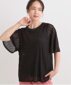 SHOO・LA・RUE / シューラルー カットソー | 【S-LL/二の腕カバー】ウエーブ柄 インナードッキングトップス