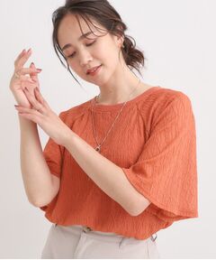 SHOO・LA・RUE / シューラルー カットソー | 【S-LL/二の腕カバー】ウエーブ柄 インナードッキングトップス