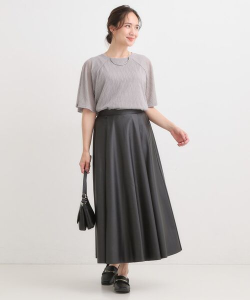 SHOO・LA・RUE / シューラルー カットソー | 【S-LL/二の腕カバー】ウエーブ柄 インナードッキングトップス | 詳細3