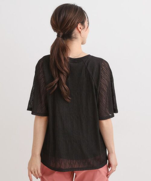 SHOO・LA・RUE / シューラルー カットソー | 【S-LL/二の腕カバー】ウエーブ柄 インナードッキングトップス | 詳細6