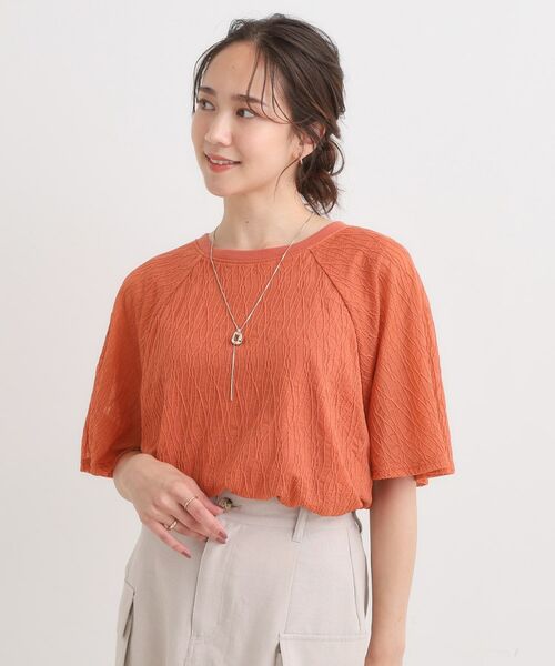 SHOO・LA・RUE / シューラルー カットソー | 【S-LL/二の腕カバー】ウエーブ柄 インナードッキングトップス | 詳細9