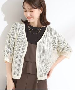 SHOO・LA・RUE / シューラルー レザーブルゾン・ジャケット | 【洗える/S-LL】季節の変わり目に 透かし柄が涼やか ジップブルゾン