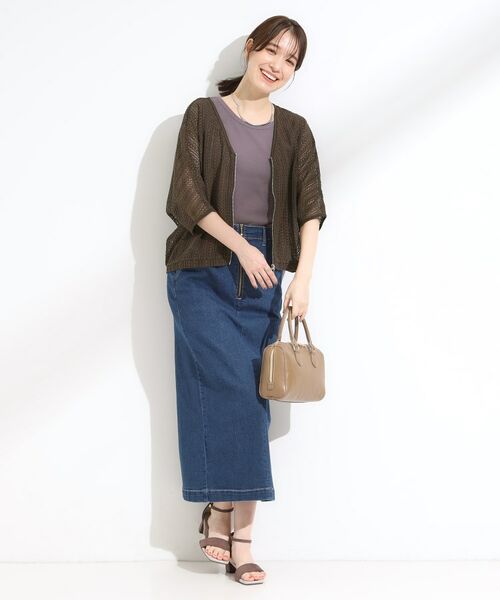 SHOO・LA・RUE / シューラルー レザーブルゾン・ジャケット | 【洗える/S-LL】季節の変わり目に 透かし柄が涼やか ジップブルゾン | 詳細10