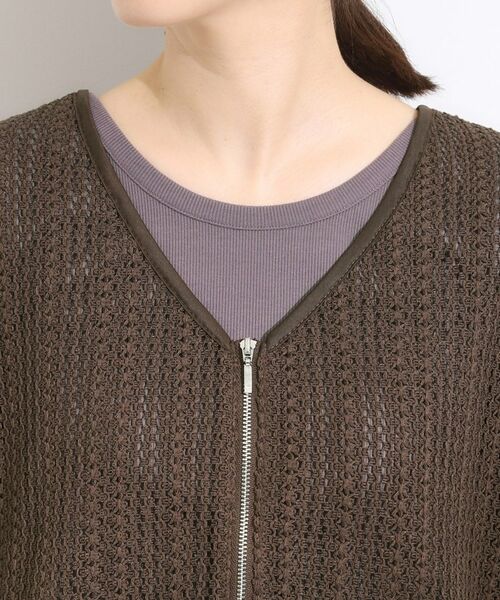 SHOO・LA・RUE / シューラルー レザーブルゾン・ジャケット | 【洗える/S-LL】季節の変わり目に 透かし柄が涼やか ジップブルゾン | 詳細15