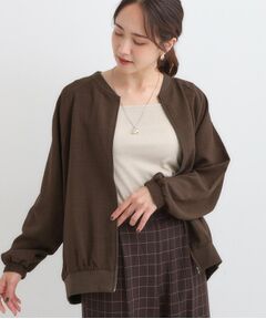 SHOO・LA・RUE / シューラルー レザーブルゾン・ジャケット | 【S-LL】さらりと気軽に羽織れる 麻調リブブルゾン