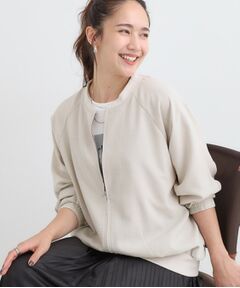 SHOO・LA・RUE / シューラルー レザーブルゾン・ジャケット | 【S-LL】さらりと気軽に羽織れる 麻調リブブルゾン