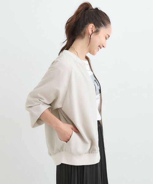 SHOO・LA・RUE / シューラルー レザーブルゾン・ジャケット | 【S-LL】さらりと気軽に羽織れる 麻調リブブルゾン | 詳細10