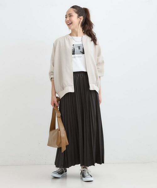 SHOO・LA・RUE / シューラルー レザーブルゾン・ジャケット | 【S-LL】さらりと気軽に羽織れる 麻調リブブルゾン | 詳細11