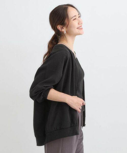 SHOO・LA・RUE / シューラルー レザーブルゾン・ジャケット | 【S-LL】さらりと気軽に羽織れる 麻調リブブルゾン | 詳細2