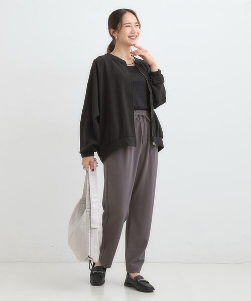 SHOO・LA・RUE / シューラルー レザーブルゾン・ジャケット | 【S-LL】さらりと気軽に羽織れる 麻調リブブルゾン | 詳細3