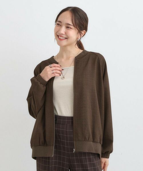 SHOO・LA・RUE / シューラルー レザーブルゾン・ジャケット | 【S-LL】さらりと気軽に羽織れる 麻調リブブルゾン | 詳細5