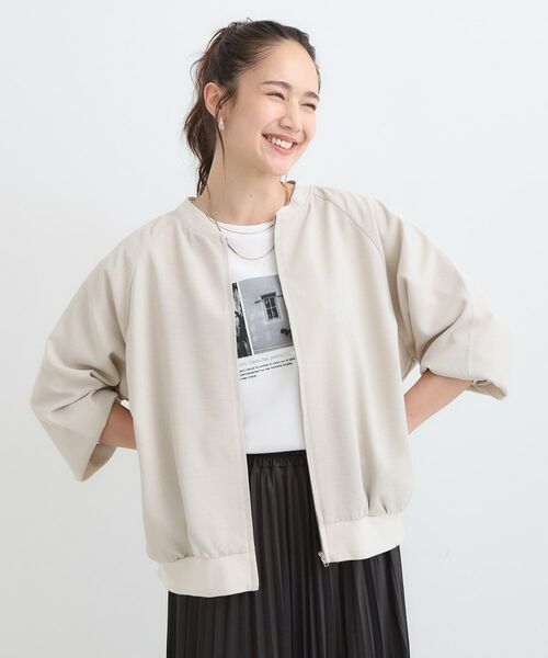 SHOO・LA・RUE / シューラルー レザーブルゾン・ジャケット | 【S-LL】さらりと気軽に羽織れる 麻調リブブルゾン | 詳細9