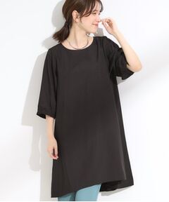 ozz on ブラック アシンメトリック チュニック セットアップ対応】ジョーゼットチュニックプルオーバー A/C