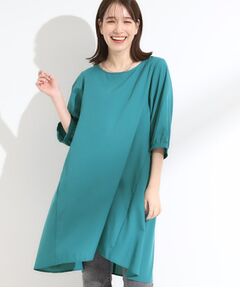 SHOO・LA・RUE / シューラルー チュニック | 【S-LL/洗濯後しわになりにくい/UV/6分袖】コットン風 Aラインチュニックワンピース