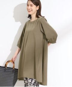 SHOO・LA・RUE / シューラルー チュニック | 【S-LL/洗濯後しわになりにくい/UV/6分袖】コットン風 Aラインチュニックワンピース