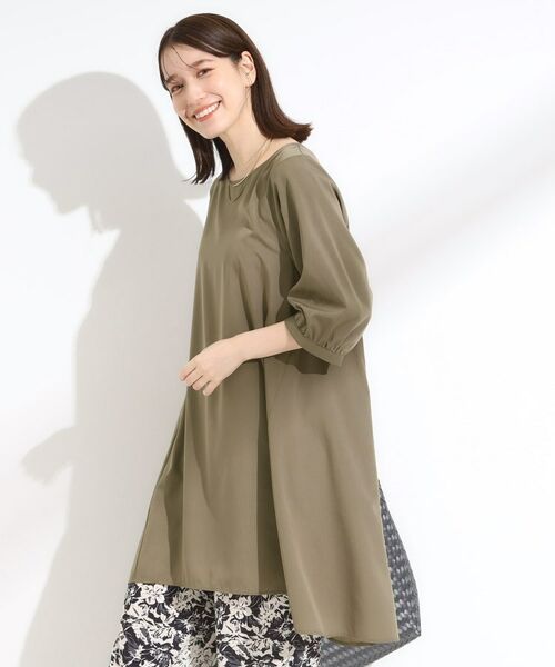 SHOO・LA・RUE / シューラルー チュニック | 【S-LL/洗濯後しわになりにくい/UV/6分袖】コットン風 Aラインチュニックワンピース | 詳細10