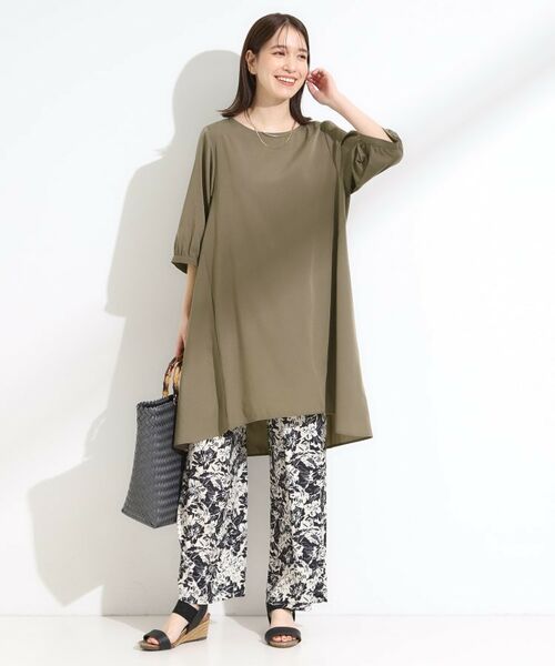 SHOO・LA・RUE / シューラルー チュニック | 【S-LL/洗濯後しわになりにくい/UV/6分袖】コットン風 Aラインチュニックワンピース | 詳細11