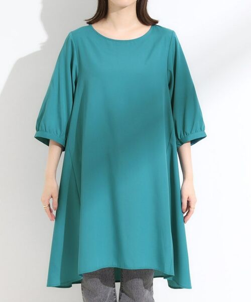 SHOO・LA・RUE / シューラルー チュニック | 【S-LL/洗濯後しわになりにくい/UV/6分袖】コットン風 Aラインチュニックワンピース | 詳細13