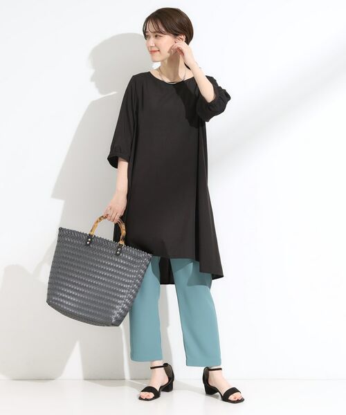 SHOO・LA・RUE / シューラルー チュニック | 【S-LL/洗濯後しわになりにくい/UV/6分袖】コットン風 Aラインチュニックワンピース | 詳細3