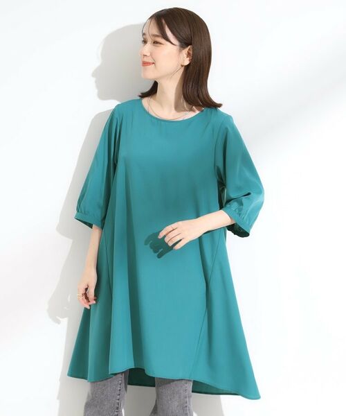 SHOO・LA・RUE / シューラルー チュニック | 【S-LL/洗濯後しわになりにくい/UV/6分袖】コットン風 Aラインチュニックワンピース | 詳細5