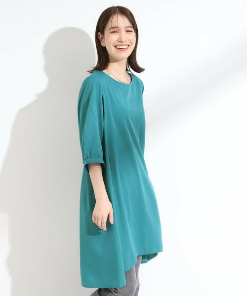 SHOO・LA・RUE / シューラルー チュニック | 【S-LL/洗濯後しわになりにくい/UV/6分袖】コットン風 Aラインチュニックワンピース | 詳細6