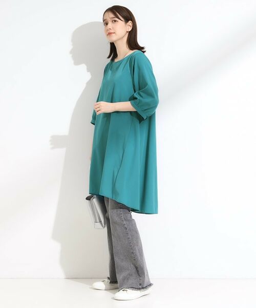 SHOO・LA・RUE / シューラルー チュニック | 【S-LL/洗濯後しわになりにくい/UV/6分袖】コットン風 Aラインチュニックワンピース | 詳細7