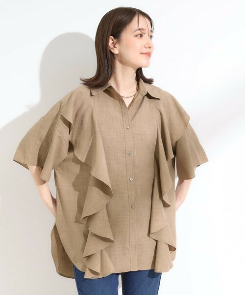 SHOO・LA・RUE / シューラルー チュニック | 【洗える/S-LL】大きめのフリルが印象的 デザインブラウス | 詳細1