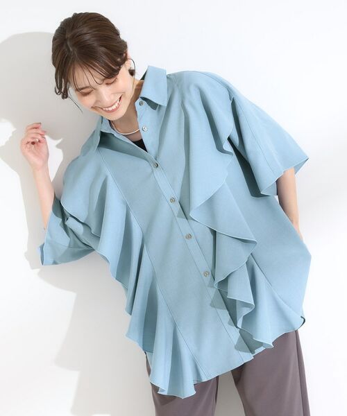 SHOO・LA・RUE / シューラルー チュニック | 【洗える/S-LL】大きめのフリルが印象的 デザインブラウス | 詳細6
