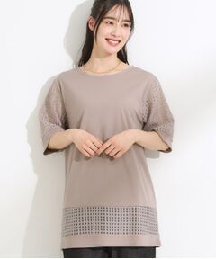 SHOO・LA・RUE / シューラルー チュニック | 【ひんやり/S-LL/洗える】シアーチェックが涼やか 5分袖チュニック