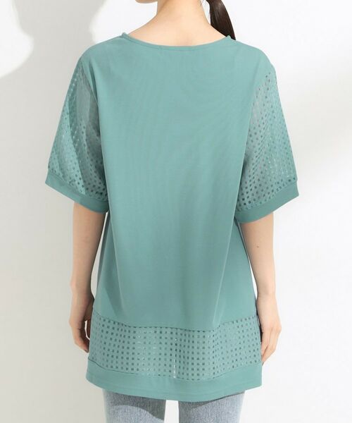 SHOO・LA・RUE / シューラルー チュニック | 【ひんやり/S-LL/洗える】シアーチェックが涼やか 5分袖チュニック | 詳細15