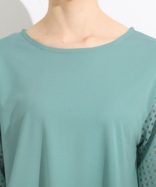 SHOO・LA・RUE / シューラルー チュニック | 【ひんやり/S-LL/洗える】シアーチェックが涼やか 5分袖チュニック | 詳細16