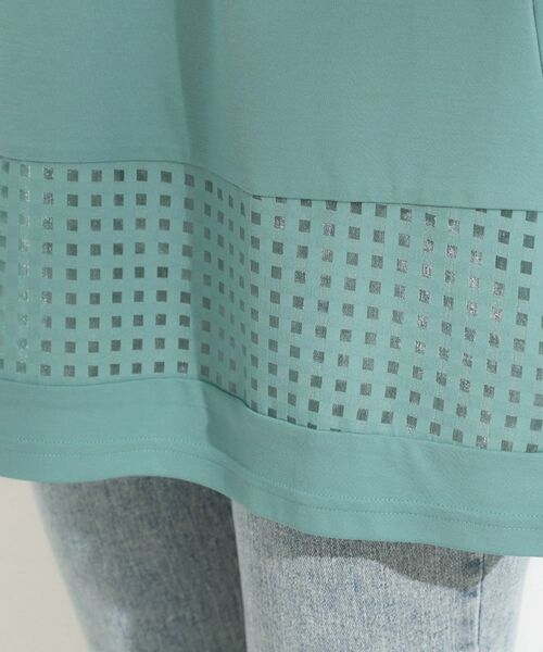 SHOO・LA・RUE / シューラルー チュニック | 【ひんやり/S-LL/洗える】シアーチェックが涼やか 5分袖チュニック | 詳細18