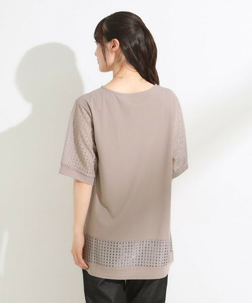 SHOO・LA・RUE / シューラルー チュニック | 【ひんやり/S-LL/洗える】シアーチェックが涼やか 5分袖チュニック | 詳細6