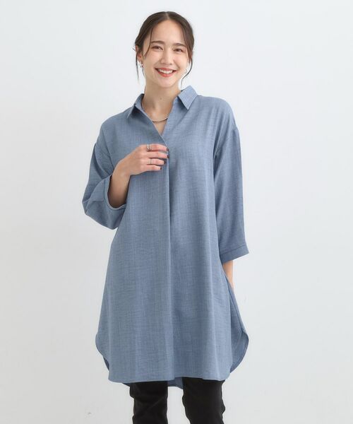 SHOO・LA・RUE / シューラルー チュニック | 【S-LL/体型カバー】さらっとしたタッチが魅力 デニムライクチュニック | 詳細1