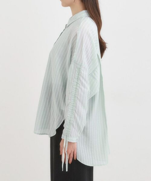 SHOO・LA・RUE / シューラルー シャツ・ブラウス | 【S-LL/ひんやり】程よい透け感 ストライプ柄 お袖ギャザーデザインシャツ | 詳細14