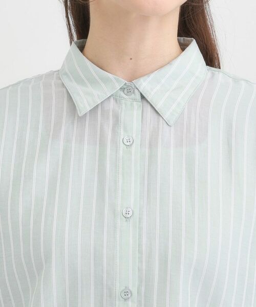 SHOO・LA・RUE / シューラルー シャツ・ブラウス | 【S-LL/ひんやり】程よい透け感 ストライプ柄 お袖ギャザーデザインシャツ | 詳細16