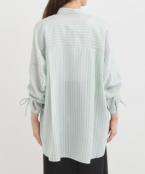 SHOO・LA・RUE / シューラルー シャツ・ブラウス | 【S-LL/ひんやり】程よい透け感 ストライプ柄 お袖ギャザーデザインシャツ | 詳細22