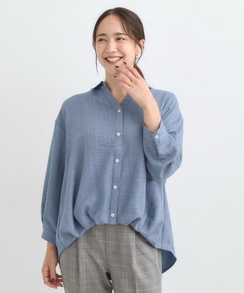 SHOO・LA・RUE / シューラルー シャツ・ブラウス | 【S-LL】インせず着られる デニムライク前開きブラウス | 詳細1