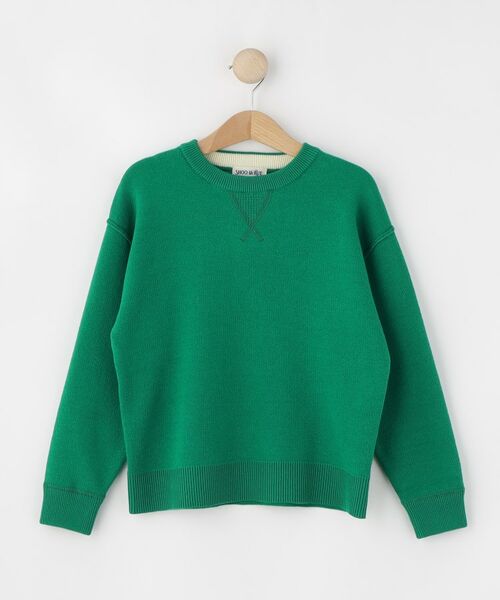 SHOO・LA・RUE / シューラルー ニット・セーター | 【100-150cm/リンク】ガゼットカラーニット(グリーン(022))