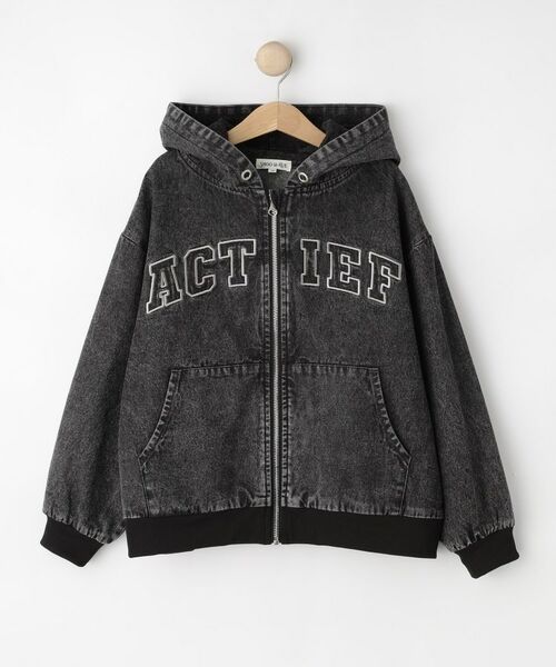 SHOO・LA・RUE / シューラルー レザーブルゾン・ジャケット | 【130-150cm】デニムフードブルゾン(ブラック(019))