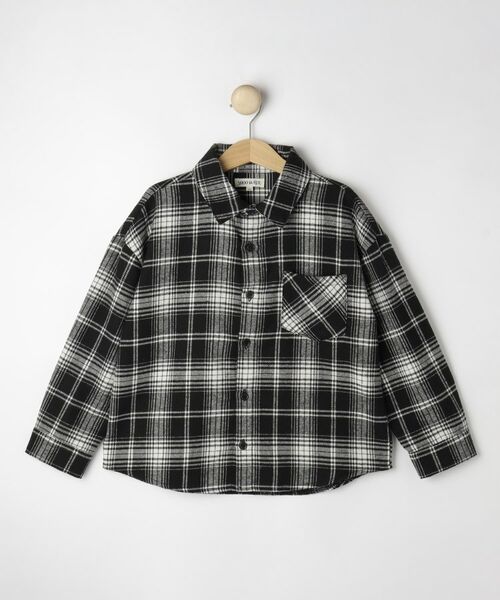 SHOO・LA・RUE / シューラルー シャツ・ブラウス | 【100-150cm】チェックオーバーシャツ(ブラック(219))