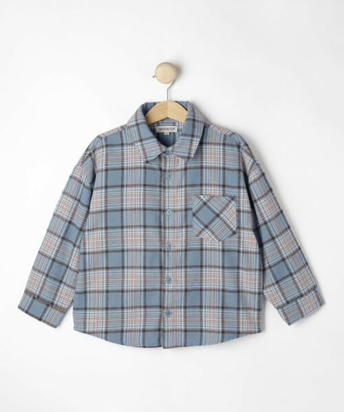 SHOO・LA・RUE / シューラルー シャツ・ブラウス | 【100-150cm】チェックオーバーシャツ(サックスブルー(290))