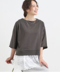 SHOO・LA・RUE / シューラルー その他トップス | 【2点セット】ハーフスリーブミニ裏毛プルオーバー＆レースタンクトップSET