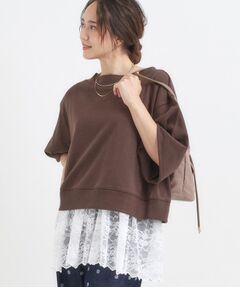 SHOO・LA・RUE / シューラルー その他トップス | 【2点セット】ハーフスリーブミニ裏毛プルオーバー＆レースタンクトップSET