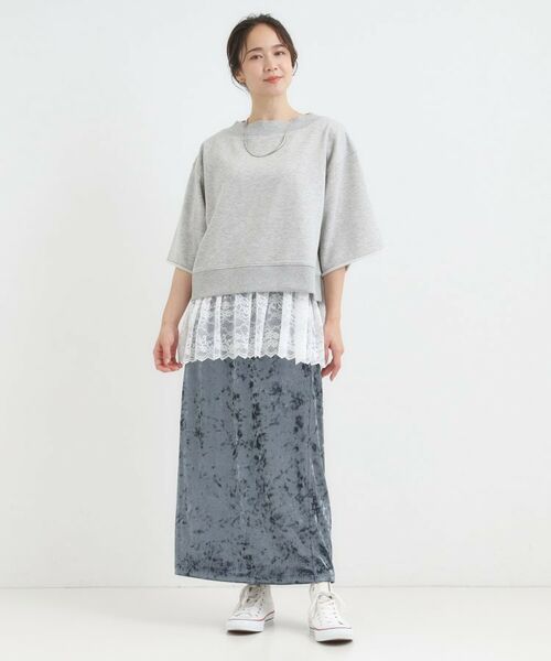 SHOO・LA・RUE / シューラルー その他トップス | 【2点セット】ハーフスリーブミニ裏毛プルオーバー＆レースタンクトップSET | 詳細5