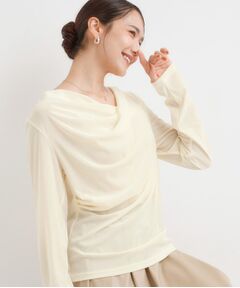 SHOO・LA・RUE / シューラルー カットソー | 【S-LL】ベロア調ドレープデザインカットソー