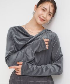 SHOO・LA・RUE / シューラルー カットソー | 【S-LL】ベロア調ドレープデザインカットソー