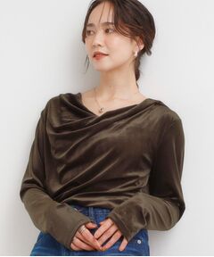 SHOO・LA・RUE / シューラルー カットソー | 【S-LL】ベロア調ドレープデザインカットソー